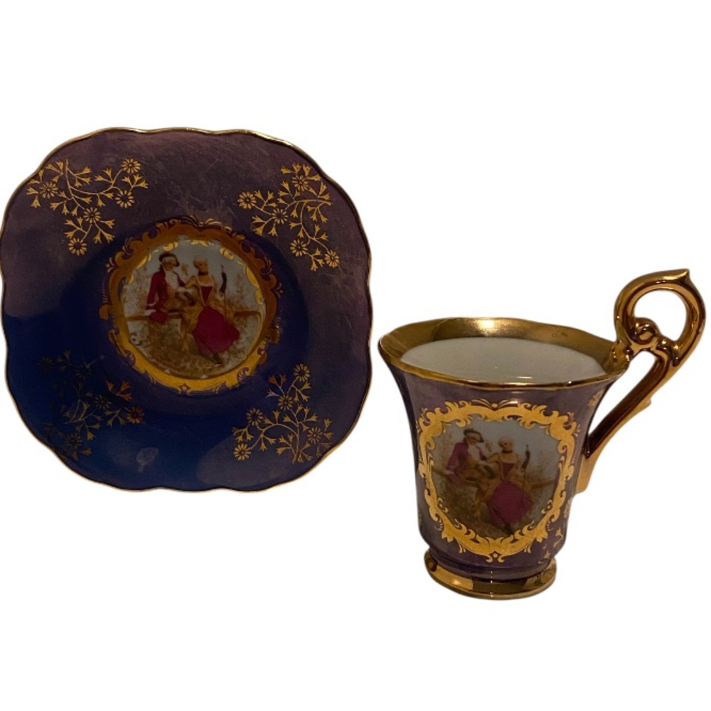 Vintage KPM Berlin Cobalt Porcelain Cup & Saucer